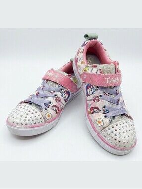 Skechers Twinkle Toes Unicorn Party Sneakers Light Up Velcro Shoes